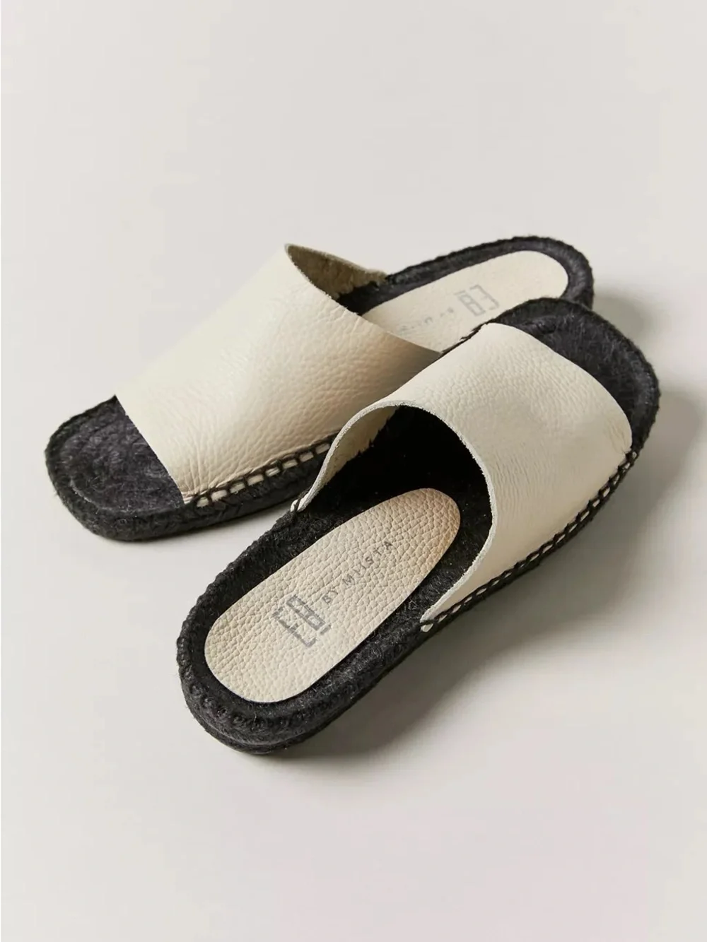 E8 By Miista Melina Grained Leather Cream Espadrille Sandals 7.5 EU 38 Classic